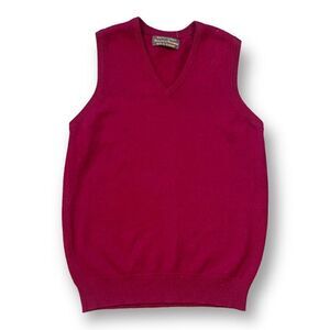 Vintage 70s Sweater Vest Burgundy Cashmere Knit V-neck Unisex Preppy Academia